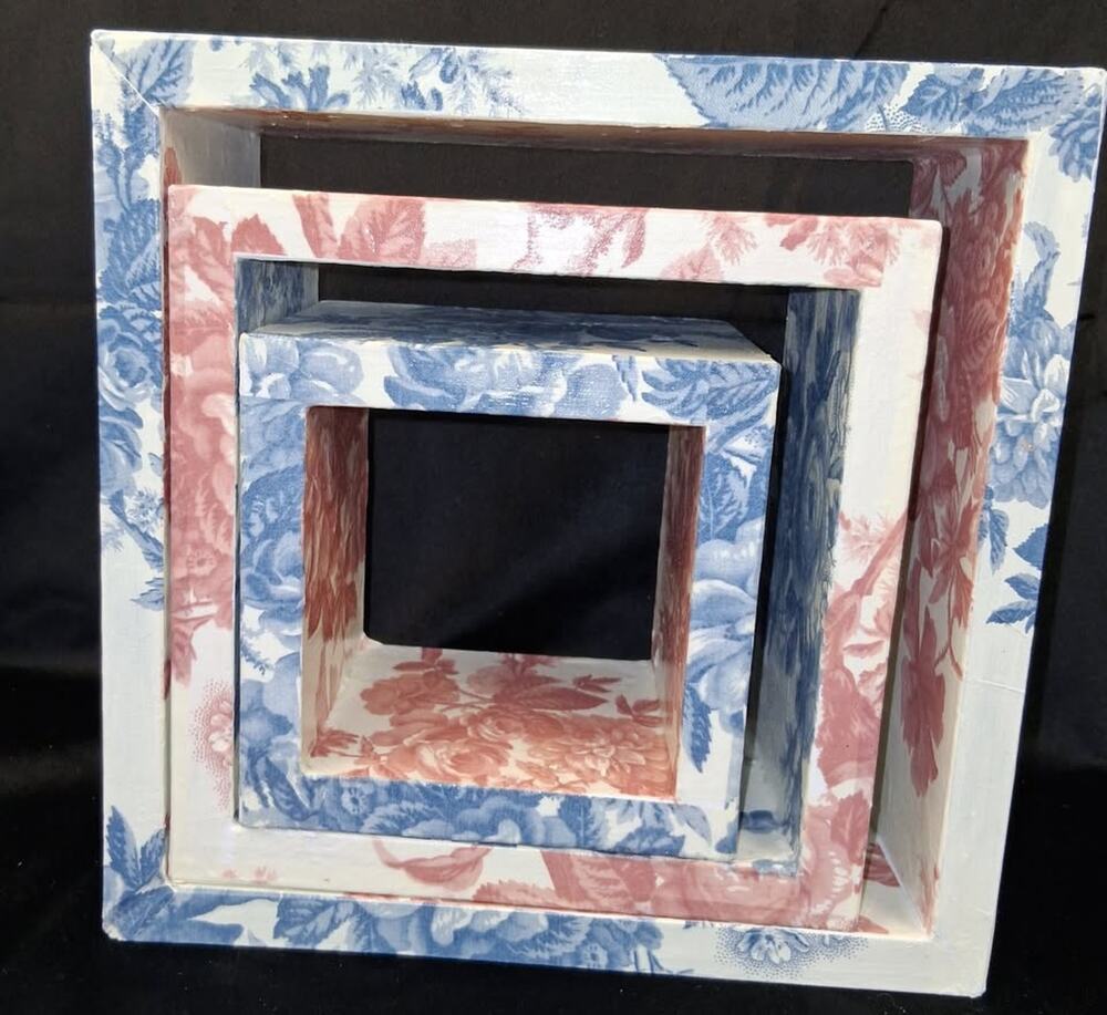 Handmade Nesting Shadow Boxes - Set of 3 Upcycled Wood Cube Wall Shelves